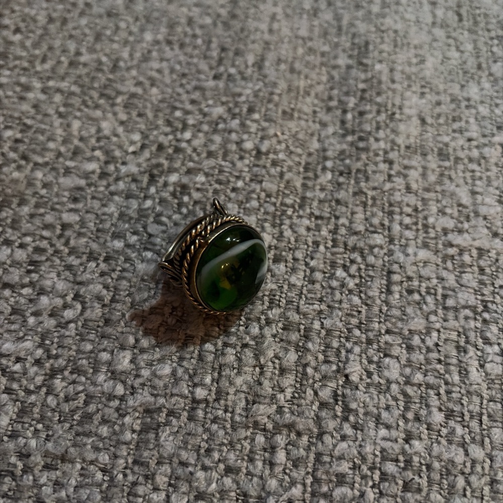Green Stone Silver Ring